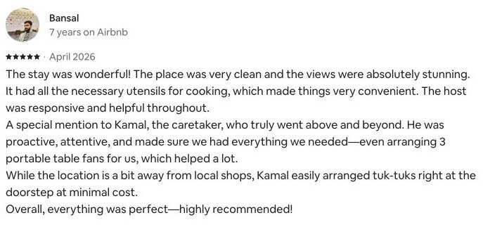Original Airbnb guest review by Bansal · April 2026